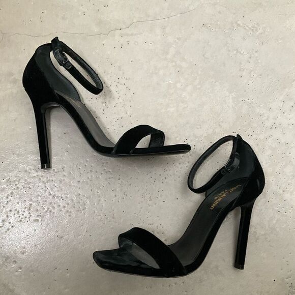 Saint Laurent Velvet Open Toe Heels - Picture 3 of 11